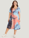 Pocketed Tie Dye Print Dress