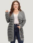 Supersoft Essentials Striped Button Fly Tunic Cardigan