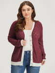 Two Tone Patchwork Cut Out Button Down Cardigan