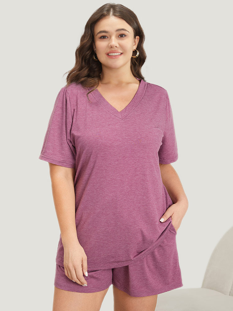 

Plain Heather V Neck Sleep Top BloomChic, Mauve