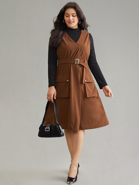 Sleeveless Belted Pocketed Dress