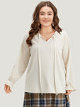 Plain Ties Ruffle Trim Woven Top