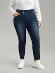 Button Down Pocket High Rise Dark Wash Jeans