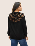 Solid V Neck Cut Out Back Sweatshirt