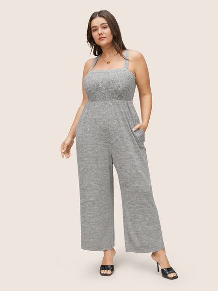 Pocketed Shirred Jumpsuit