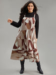 Colorblock Contrast Pocket Cami Ruffle Hem Dress
