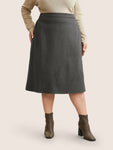 Plain Heather Brushed Elastic Waist A Line Skirt