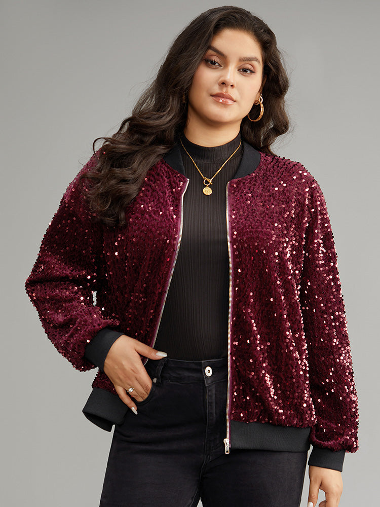 

Plus Size Women Dailywear Galaxy Contrast Casual Jackets BloomChic, Burgundy