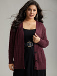 Solid Cable Knit Button Fly Cardigan