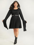 Halloween Crochet Lace Round Neck Bell Sleeve Dress