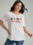 Christmas Print Round Neck T shirt