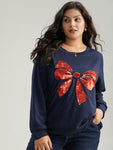 Sequin Bowknot Embroidered Sweatshirt