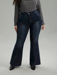 Flare Leg Very Stretchy Pleated Patchwork Jeans