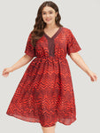 Pocketed Lace Dress With Ruffles