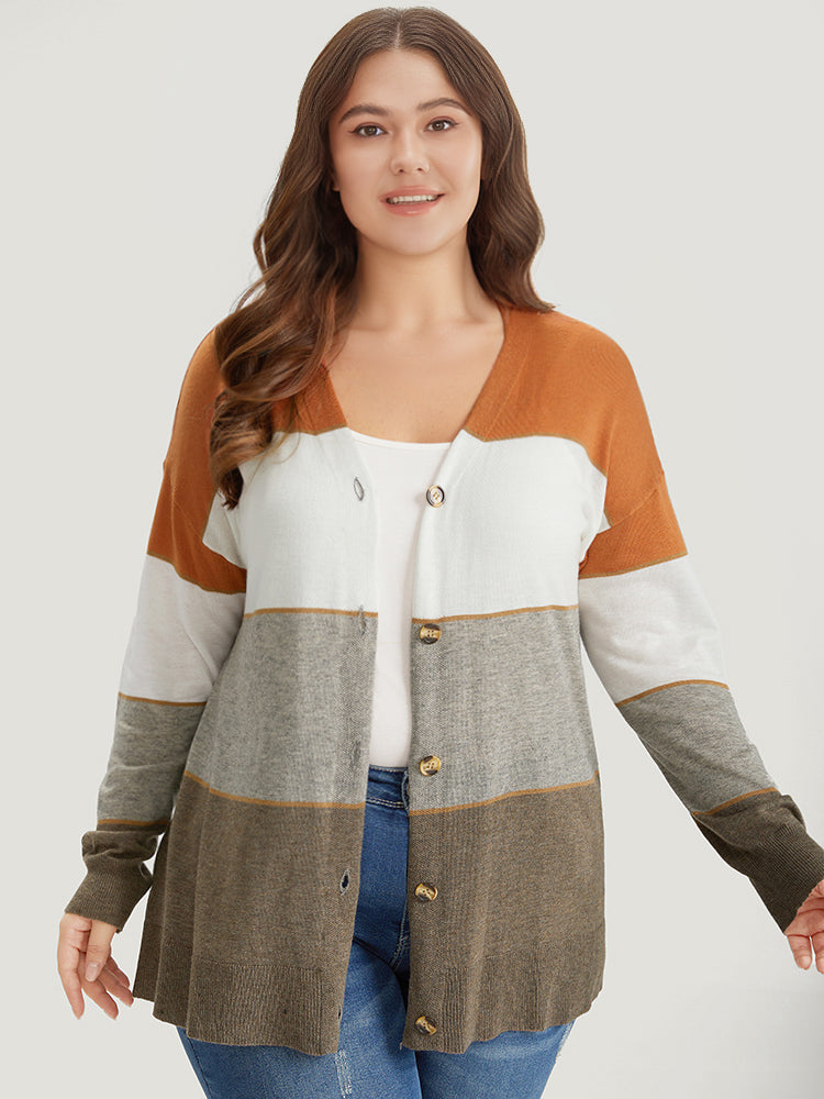 

Supersoft Essentials Colorblock Contrast Button Up Lightweight Cardigan BloomChic, Gray