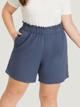 Plain Pocket Paperbag Waist Shorts