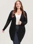 Plain Soft Sexy Ice Rayon Yarn Pocket Eyelet Open Front Cardigan