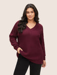 Solid Hollow Out Raglan Sleeve Pullover