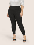 Plain High Waist Rib Knit Skinny Leggings