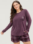 Solid Pocket Round Neck Sleep Top