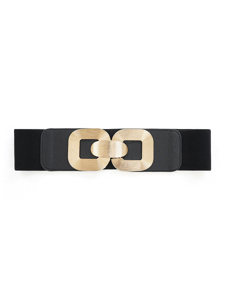 

Plus Size Belts | Metal Buckle Detail Crocodile Embossed Patchwork Belt | BloomChic, Black