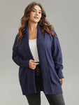 Anti pilling Solid Lapel Collar Open Front Cardigan