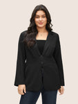 Plain Suit Collar Tummy Control Half Zip Blazer