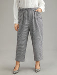 Gingham Elastic Waist Pocket Pants