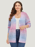 Ombre Button Through Hollow Out Cardigan