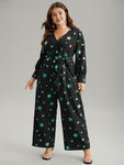 V-neck Glittering Belted Jumpsuit