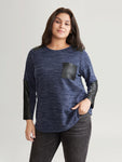 Patchwork Heather Contrast Patched Pocket T shirt