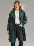 Plaid Button Up Pocket Lapel Collar Coat