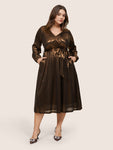 Tall Metallic Belted Wrap Dress