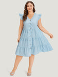 Cap Sleeves Dress With Ruffles