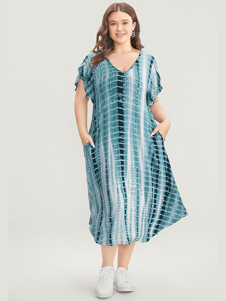Pocketed Tie Dye Print Dress