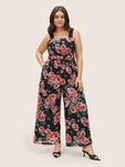 Floral Print Ruched Detail Pocket Cami Jumpsuit