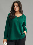 Static free Button Detail Pleated Blouse