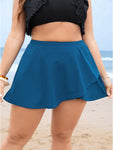 Solid Ruffle Wrap Hem Swim Skirt