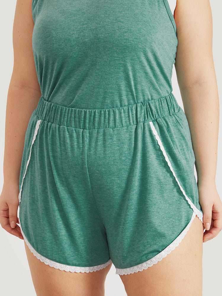 

Plain Guipure Lace Wrap Side Sleep Shorts BloomChic, Emerald