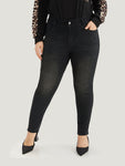 Skinny High Rise Black Wash Jeans