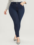 Skinny Very Stretchy High Rise Dark Wash Double Button Jeans