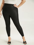 Pu Skinny Wideband Waist Leggings