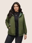 Solid Pocket Texture Lined Quilted Jacket
