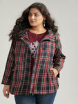 Plaid Slant Pocket Hooded Coat