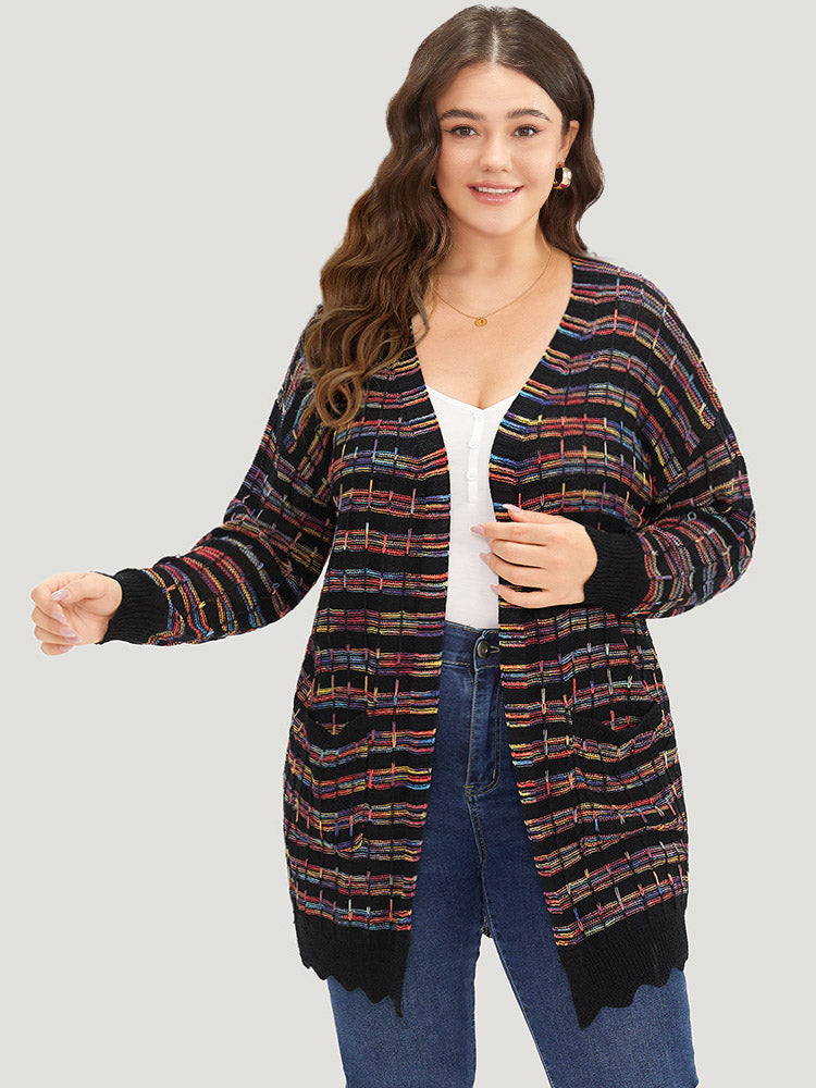 Image of Ombre Patched Pocket Guipure Lace Cardigan