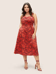 Ruched Floral Print Dress