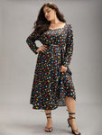 Long Sleeves Pocketed Polka Dots Print Dress