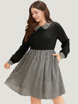 Checkered Gingham Print Collared Pocketed Dress