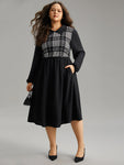 Collared Plaid Print Pocketed Dress