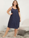 Star Print Lace Trim Pocket Cami Night Dress